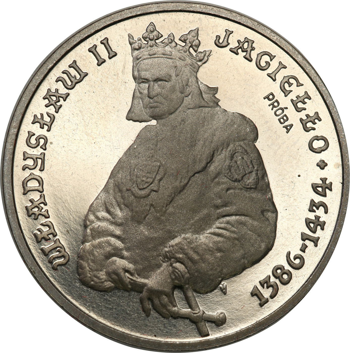 PRL. PRÓBA Nikiel 5000 złotych 1989 – Władysław Jagiełło - półpostać